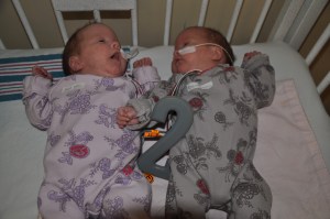 Ella and Raegan, day 59 (two months) in NICU